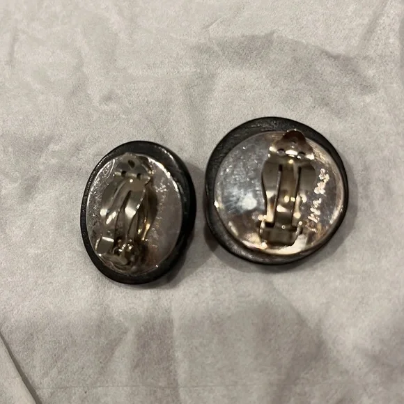 Patricia Von Musulinpre- loved vintage silver with ebony wood & coral earrings